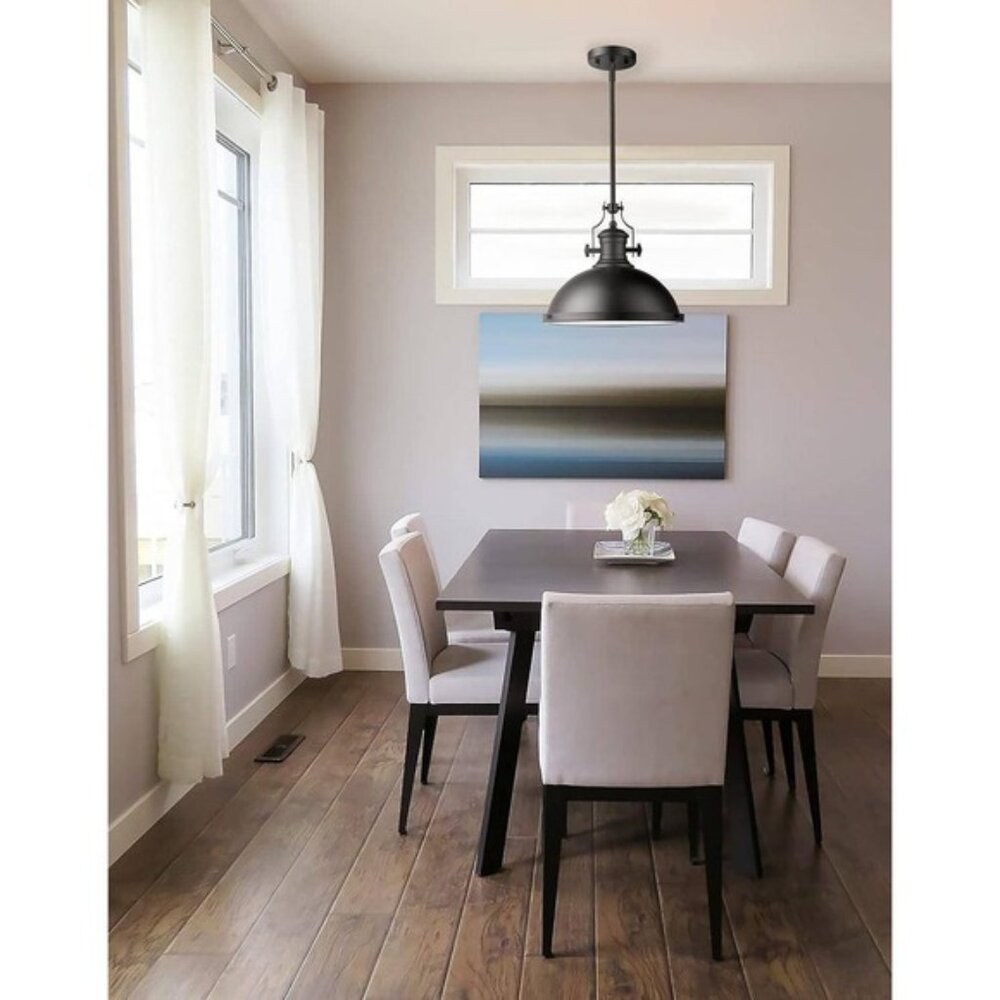 13.5"D MATTE BLACK PENDANT LIGHT